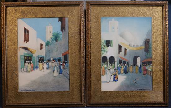 § Hans Hansen (1853-1947) Flower market, Oran 14.75 x 10.25in.